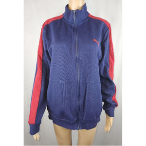 Puma | Zip Sweatshirt | Mens | Blue and Red | Size Medium